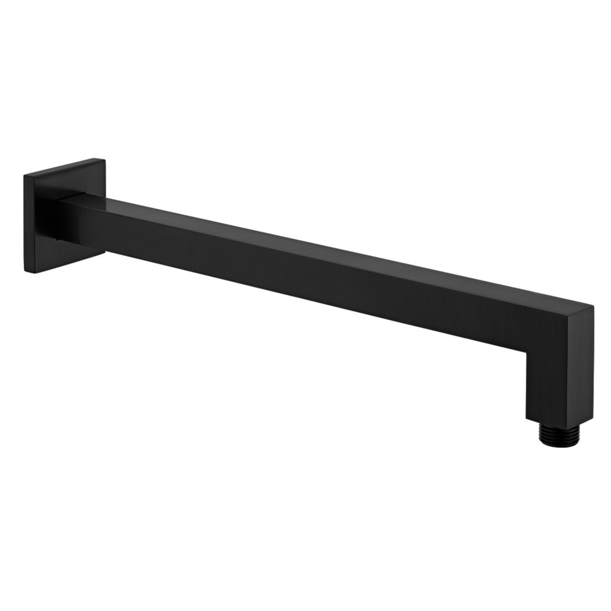 Square wall mounted 90 degree bend shower arm 370mm - matte black